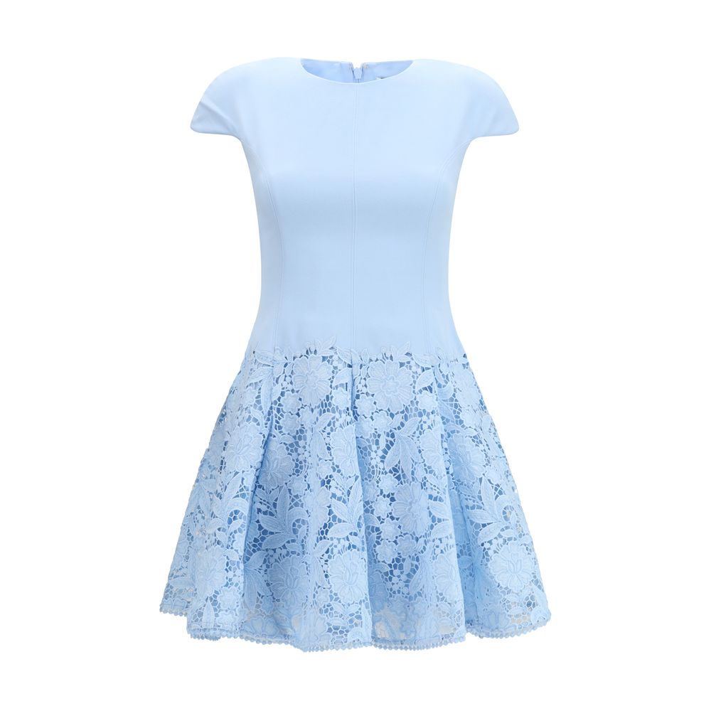 Self-Portrait Floral Lace Mini Dress - Light Blue