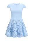 Self-Portrait Floral Lace Mini Dress - Light Blue