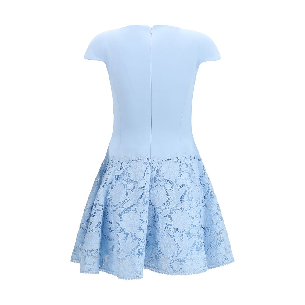 Self-Portrait Floral Lace Mini Dress - Light Blue