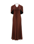 Self-Portrait Ruched Drape Maxi Dress - Dark Brown