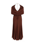 Self-Portrait Ruched Drape Maxi Dress - Dark Brown