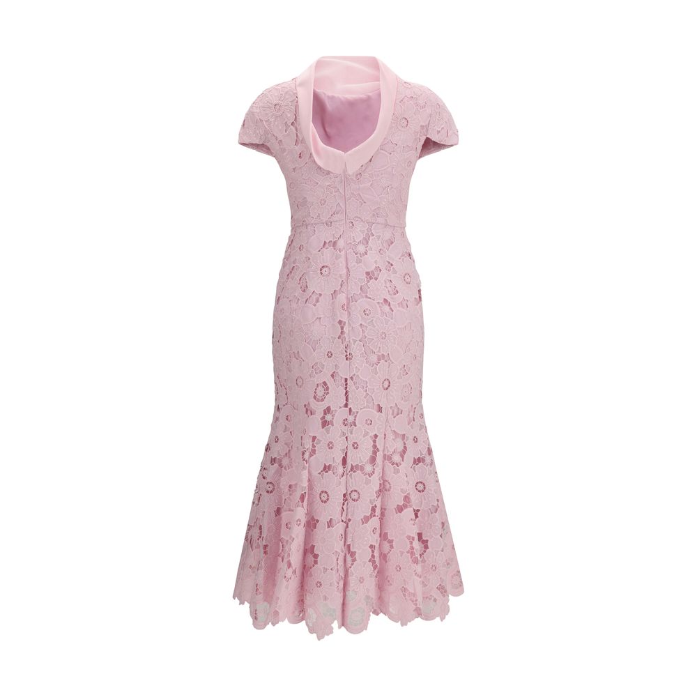 Self-Portrait Floral Lace Cocktail Midi Dress - Pink