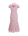 Self-Portrait Floral Lace Cocktail Midi Dress - Pink
