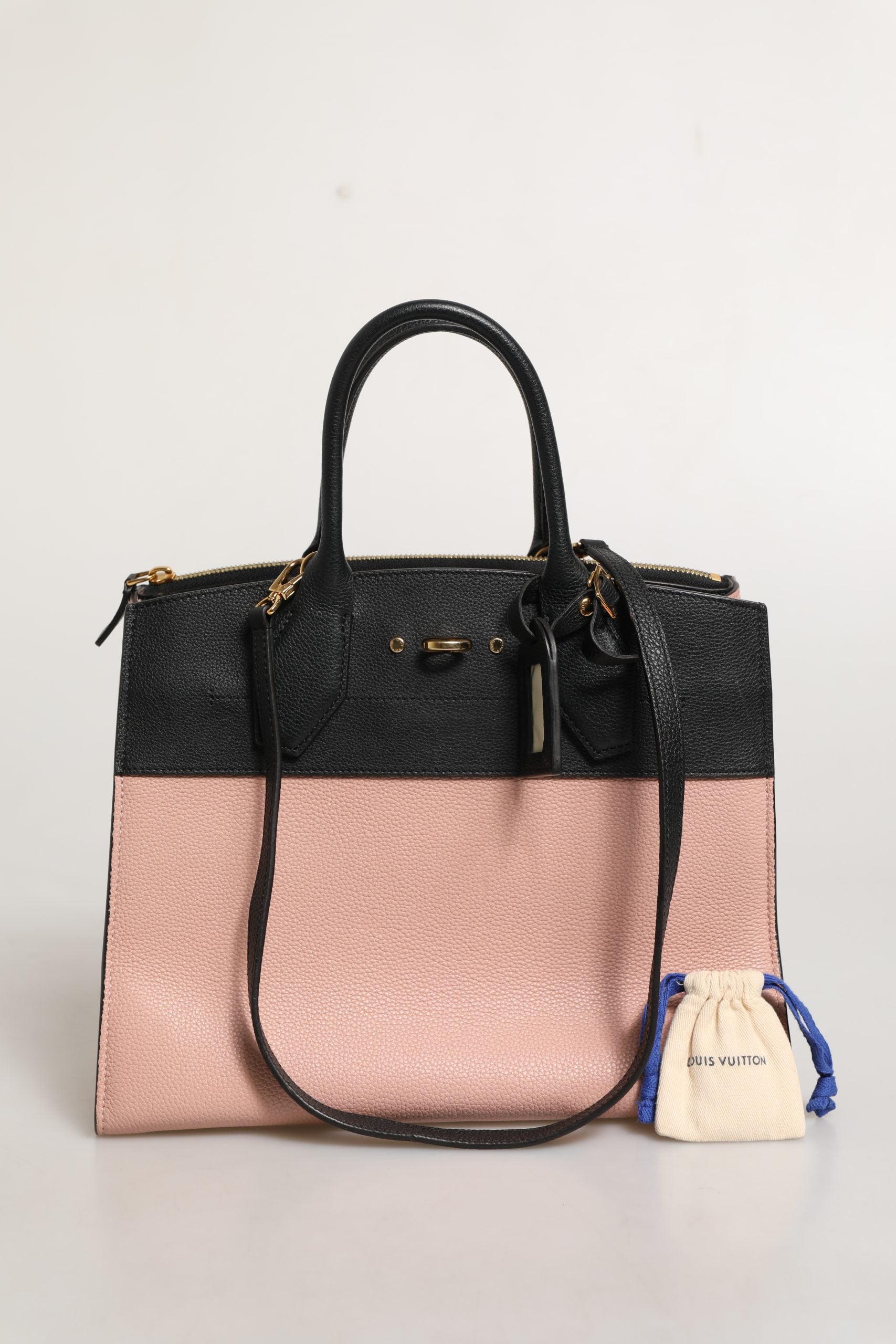 Louis Vuitton Two-Tone City Steamer Leather Handbag - Black &amp; Pink