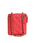 Chanel Quilted Leather Vanity Case with Chain - Red