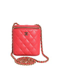 Chanel Quilted Leather Vanity Case with Chain - Red