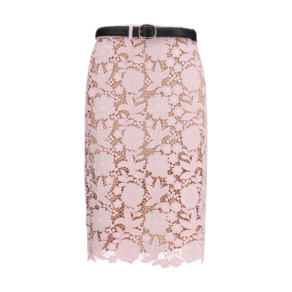 Self-Portrait Floral Lace Midi Skirt