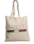 Gucci Web Sherry Logo Print Tote Bag - Ivory/White