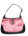 Gucci Jackie Pink Velvet And Black Leather Shoulder Bag