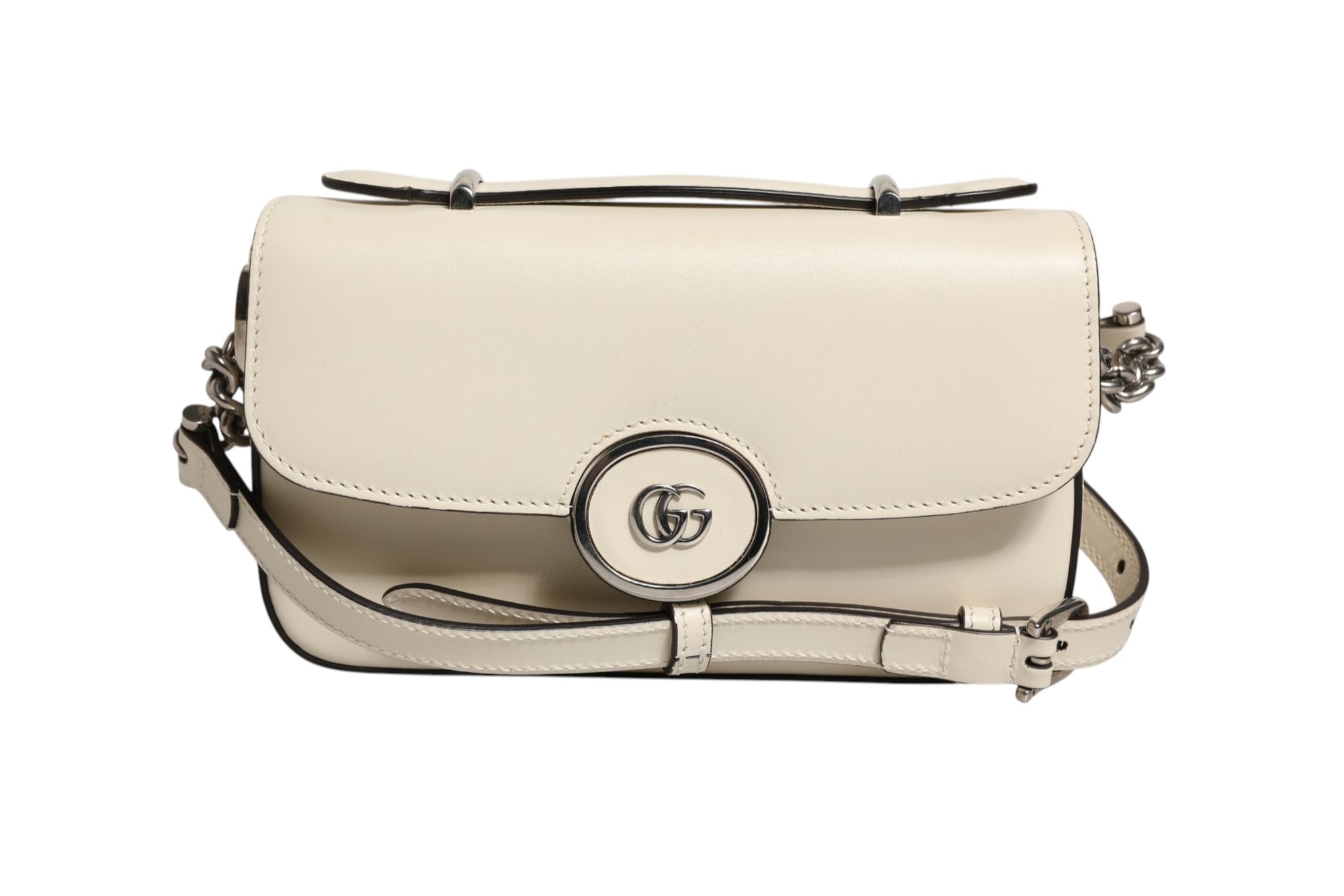 Gucci Petite GG Flap Shoulder Bag - Ivory/Cream