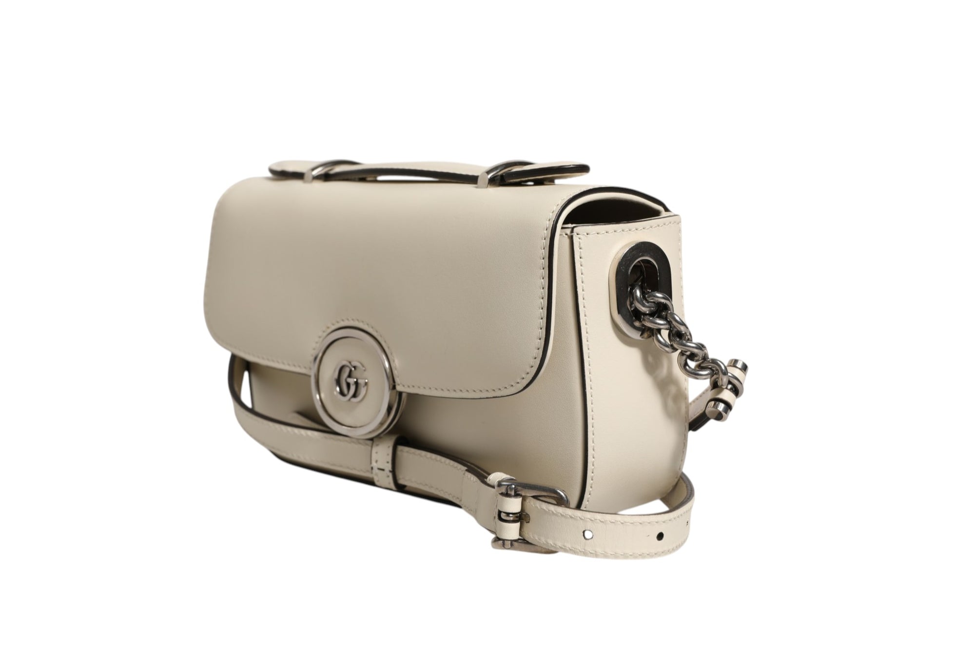 Gucci Petite GG Flap Shoulder Bag - Ivory/Cream