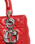 Christian Dior Cannage Leather Lady Dior Tote Bag - Red