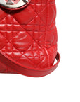 Christian Dior Cannage Leather Lady Dior Tote Bag - Red
