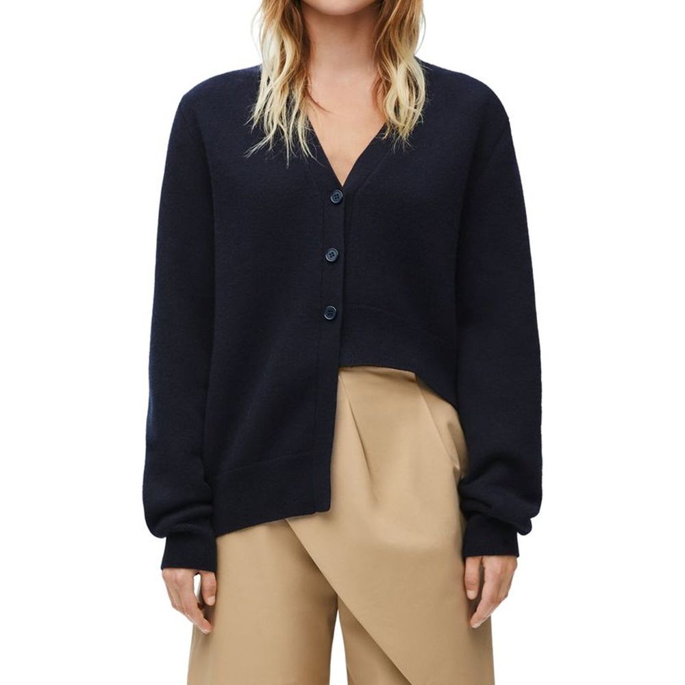 Loewe Asymmetrical Cashmere Cardigan - Deep Blue