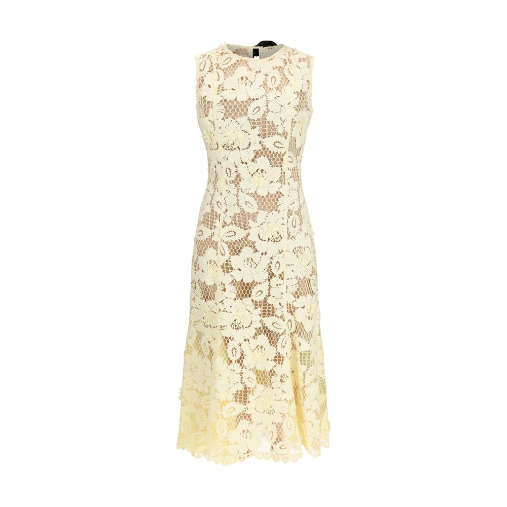 Self-Portrait Sleeveless Lace Midi Dress - Porcelain White