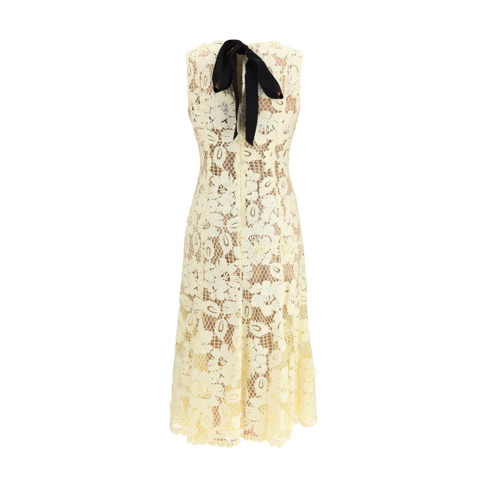 Self-Portrait Sleeveless Lace Midi Dress - Porcelain White