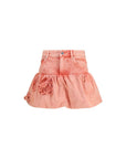 Ganni Ruffle Hem Denim Mini Skirt - Pink