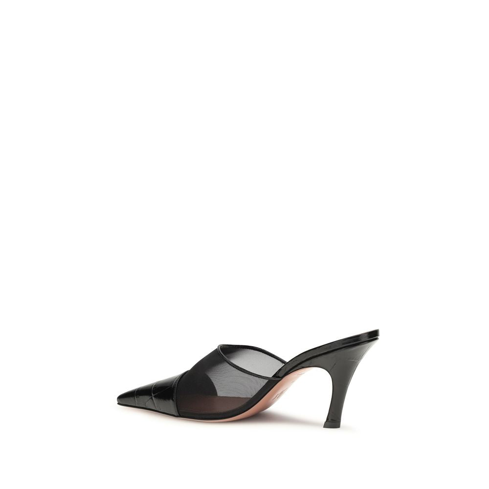 Amina Muaddi Jamie Mesh High Heel Mule - Black
