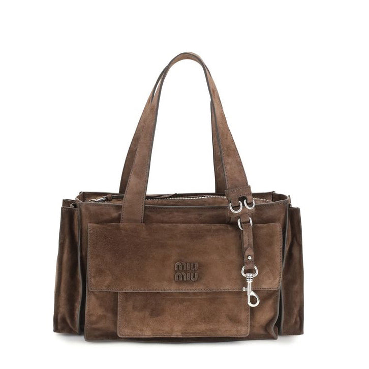 Miu Miu Utilitaire Suede Shopper & Shoulder Bag - Brown