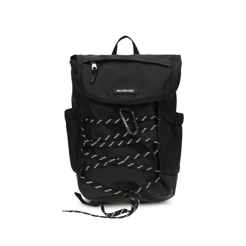 Balenciaga Ripstop Logo Nylon Backpack - Black