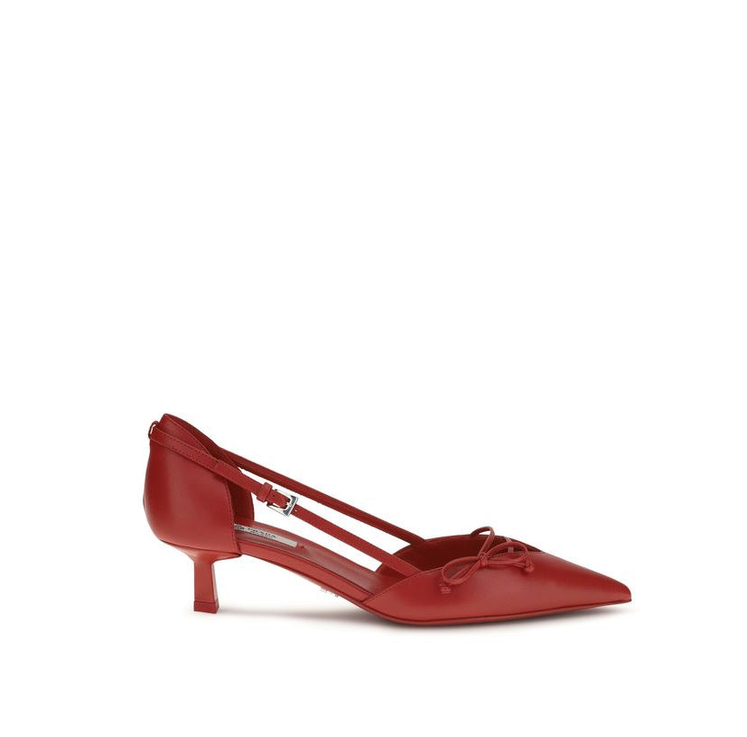 Prada Leather Heel Pumps - Red