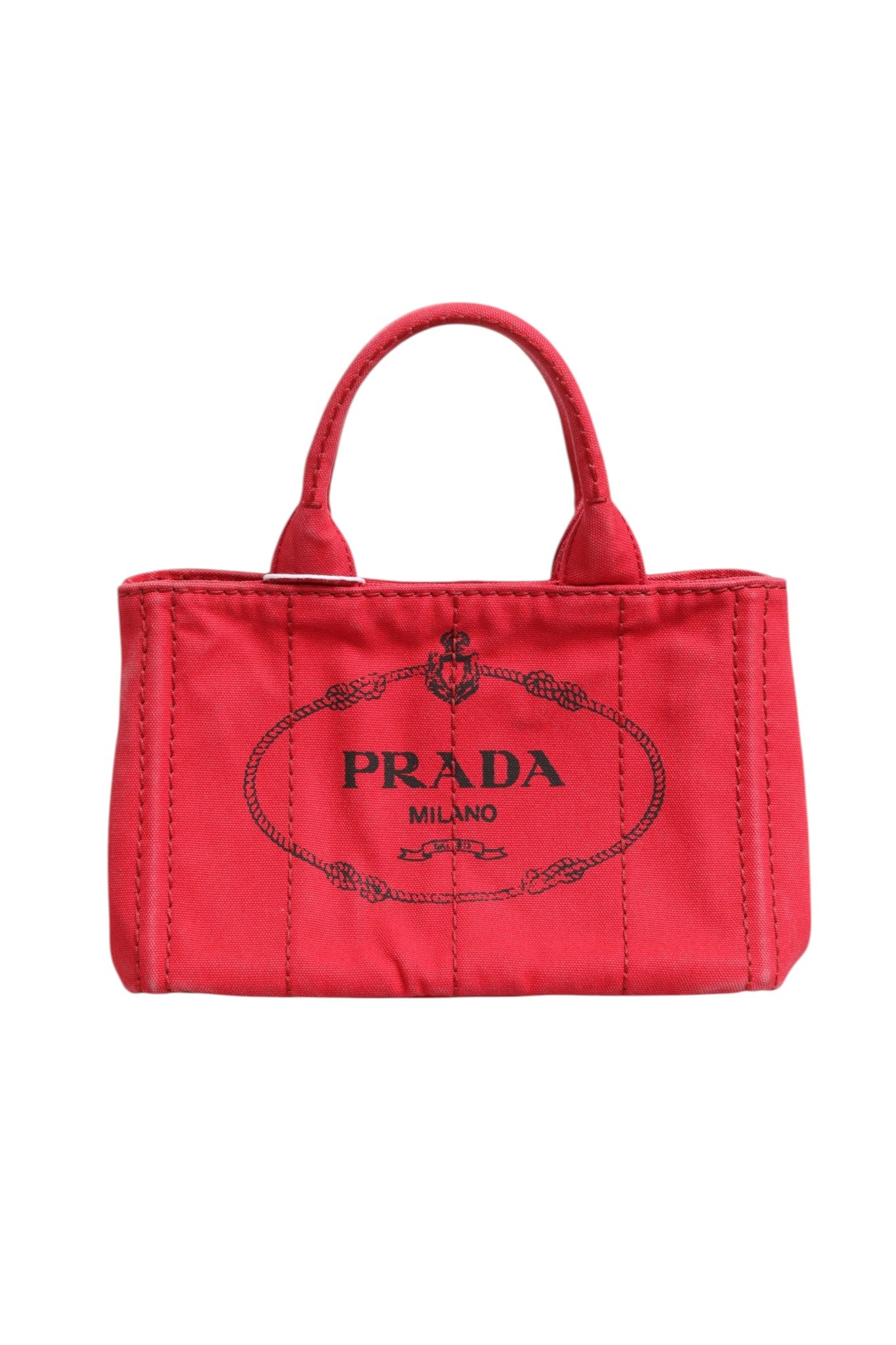 Prada Canapa Mini Canvas Tote Bag - Red
