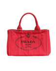 Prada Canapa Mini Canvas Tote Bag - Red