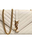 Saint Laurent YSL Envelope Shoulder Bag - Ivory/White