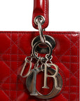 Christian Dior Cannage Leather Small Lady Dior Tote Bag - Burgundy Red
