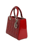 Christian Dior Cannage Leather Small Lady Dior Tote Bag - Burgundy Red