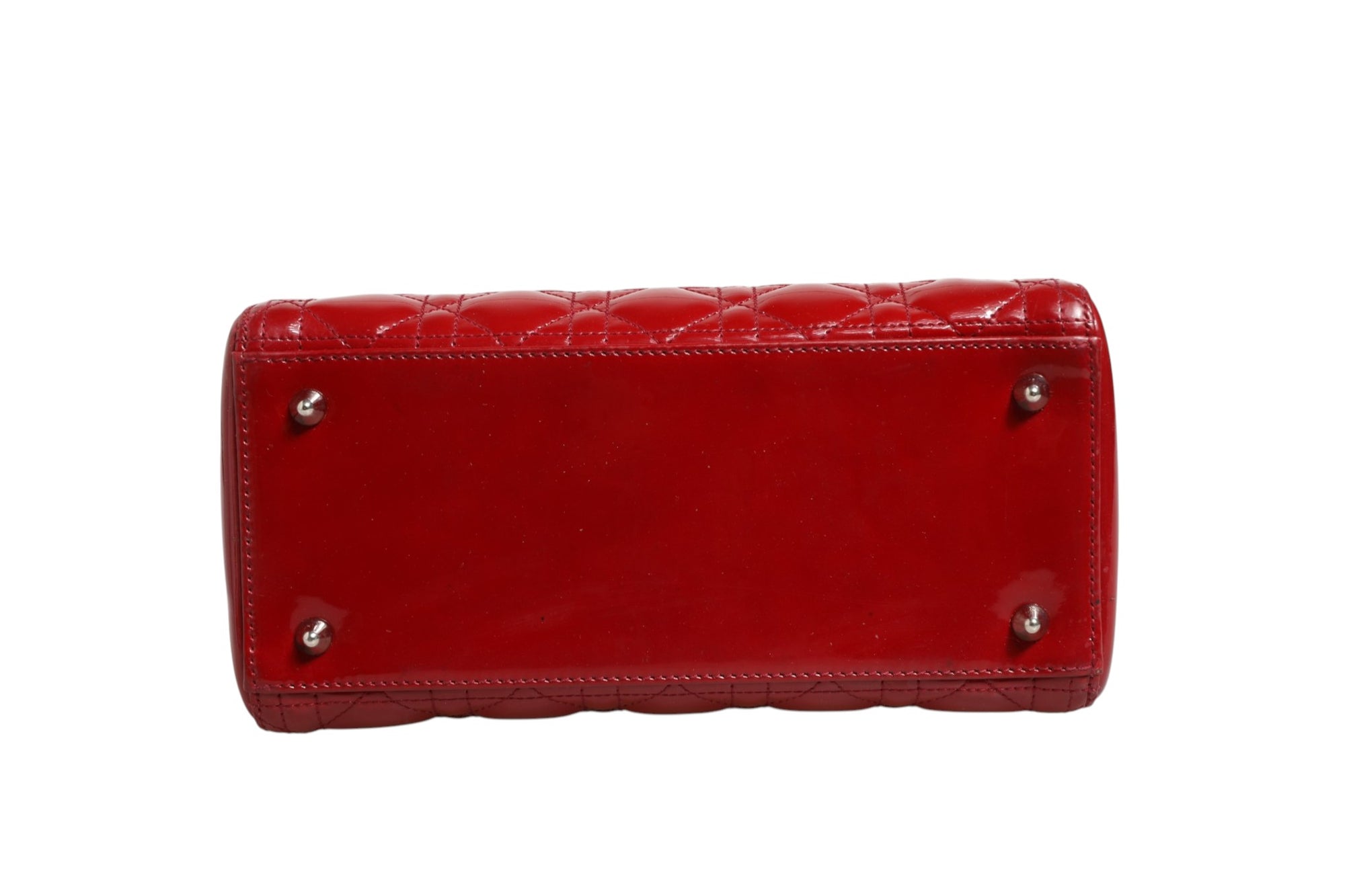Christian Dior Cannage Leather Small Lady Dior Bag - Red