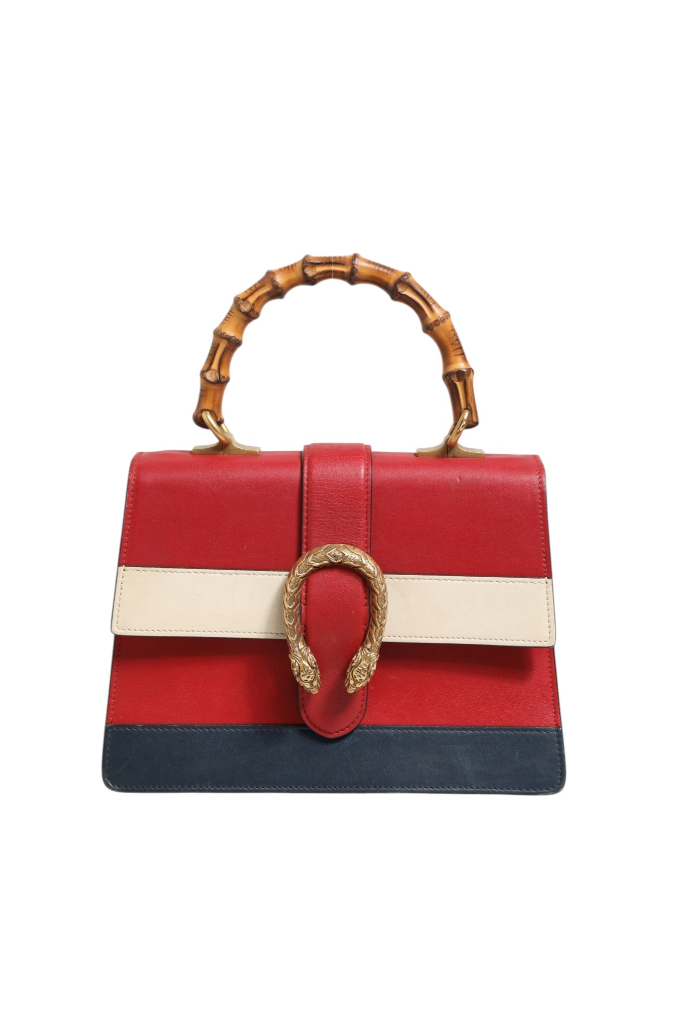 Gucci Dionysus Bamboo Medium Top Handle Bag - White/Blue/Red