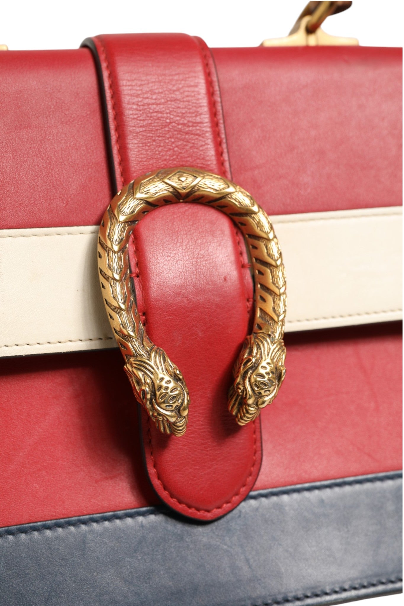 Gucci Dionysus Bamboo Medium Top Handle Bag - White/Blue/Red