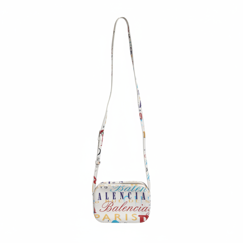 Balenciaga Graffiti Print Mini City Leather Crossbody Bag