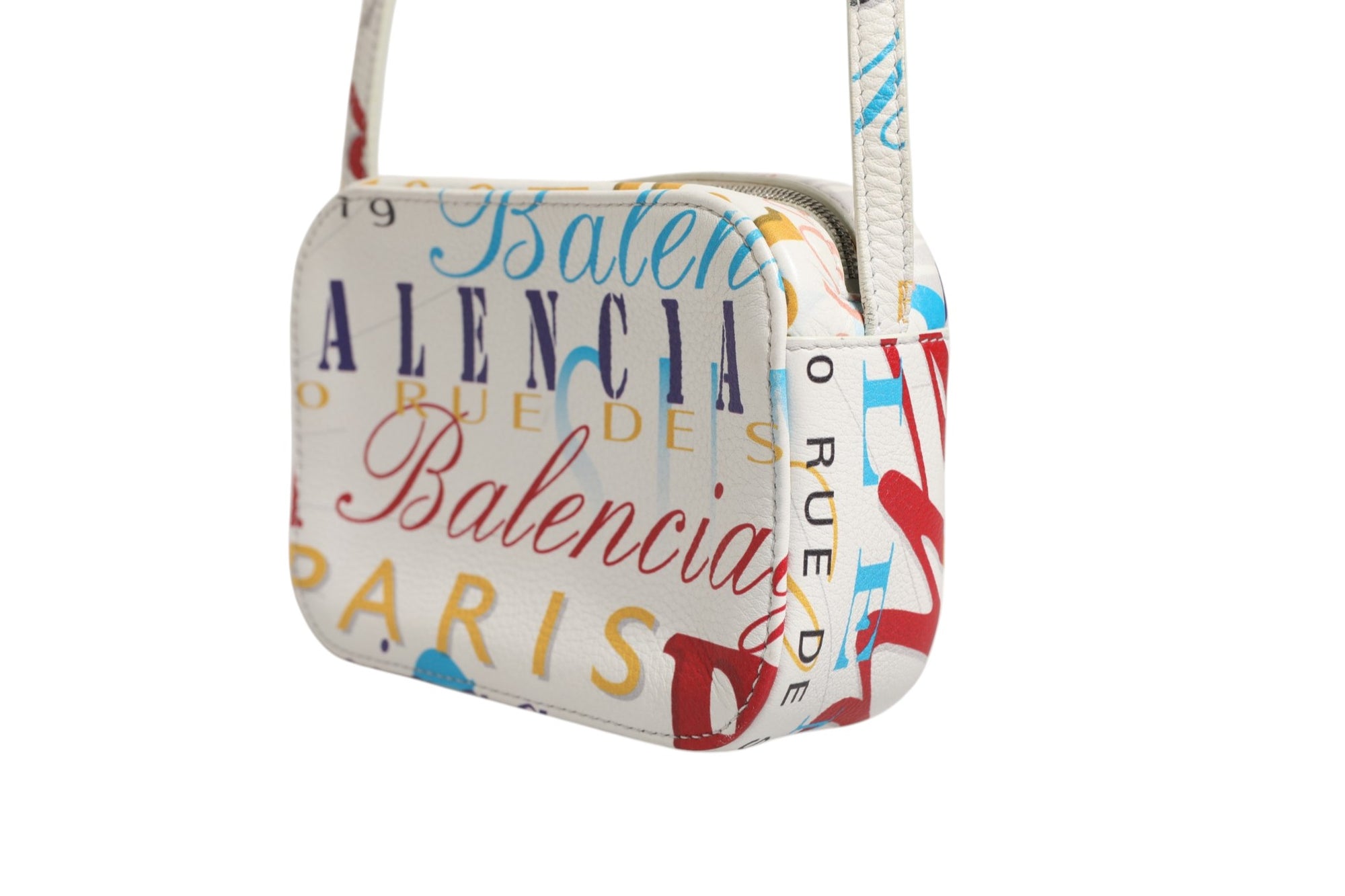 Balenciaga Graffiti Print Mini City Leather Crossbody Bag