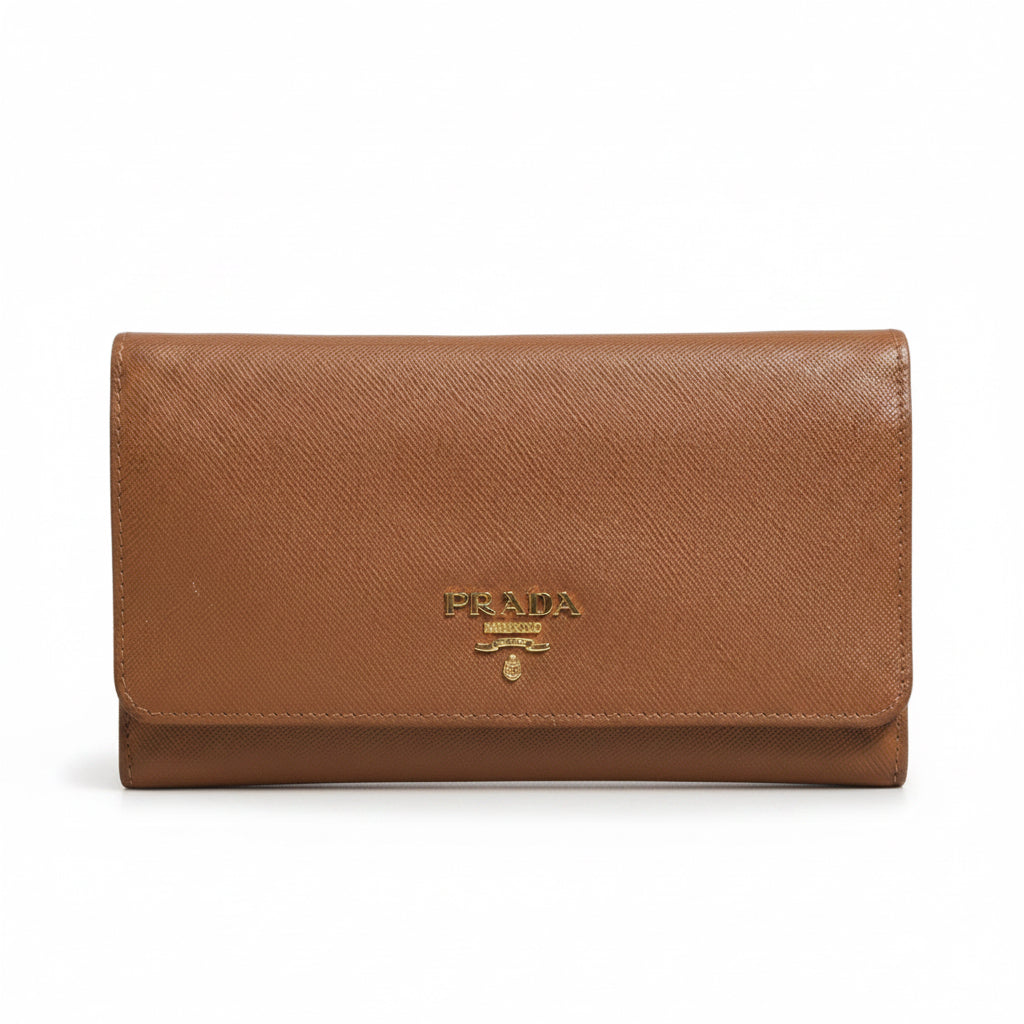 Prada Wallet - Brown & Gold
