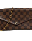 Louis Vuitton Damier Ebene Pochette Felicie  Chain Wallet