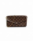 Louis Vuitton Damier Ebene Pochette Felicie  Chain Wallet