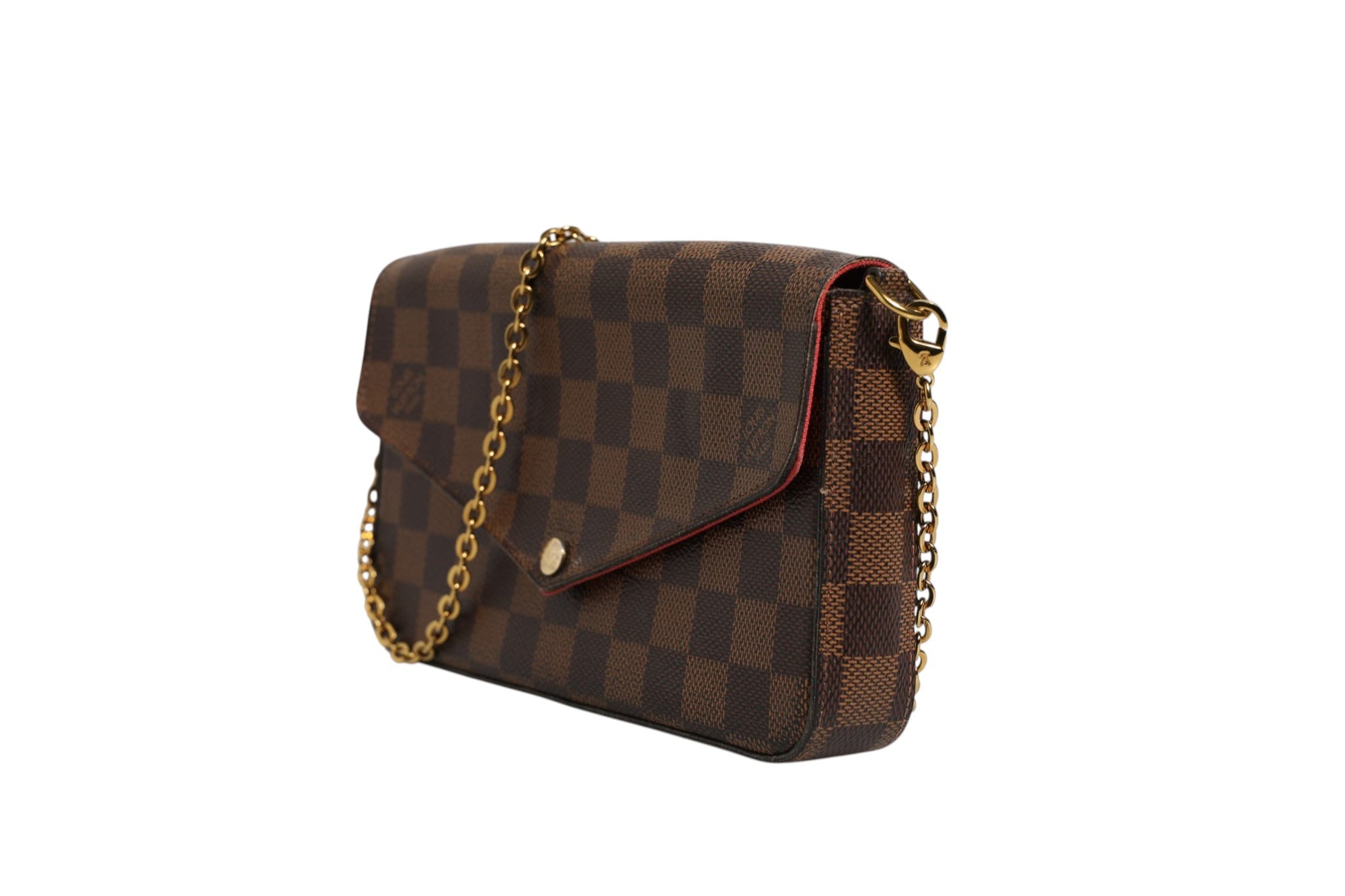 Louis Vuitton Damier Ebene Pochette Felicie  Chain Wallet
