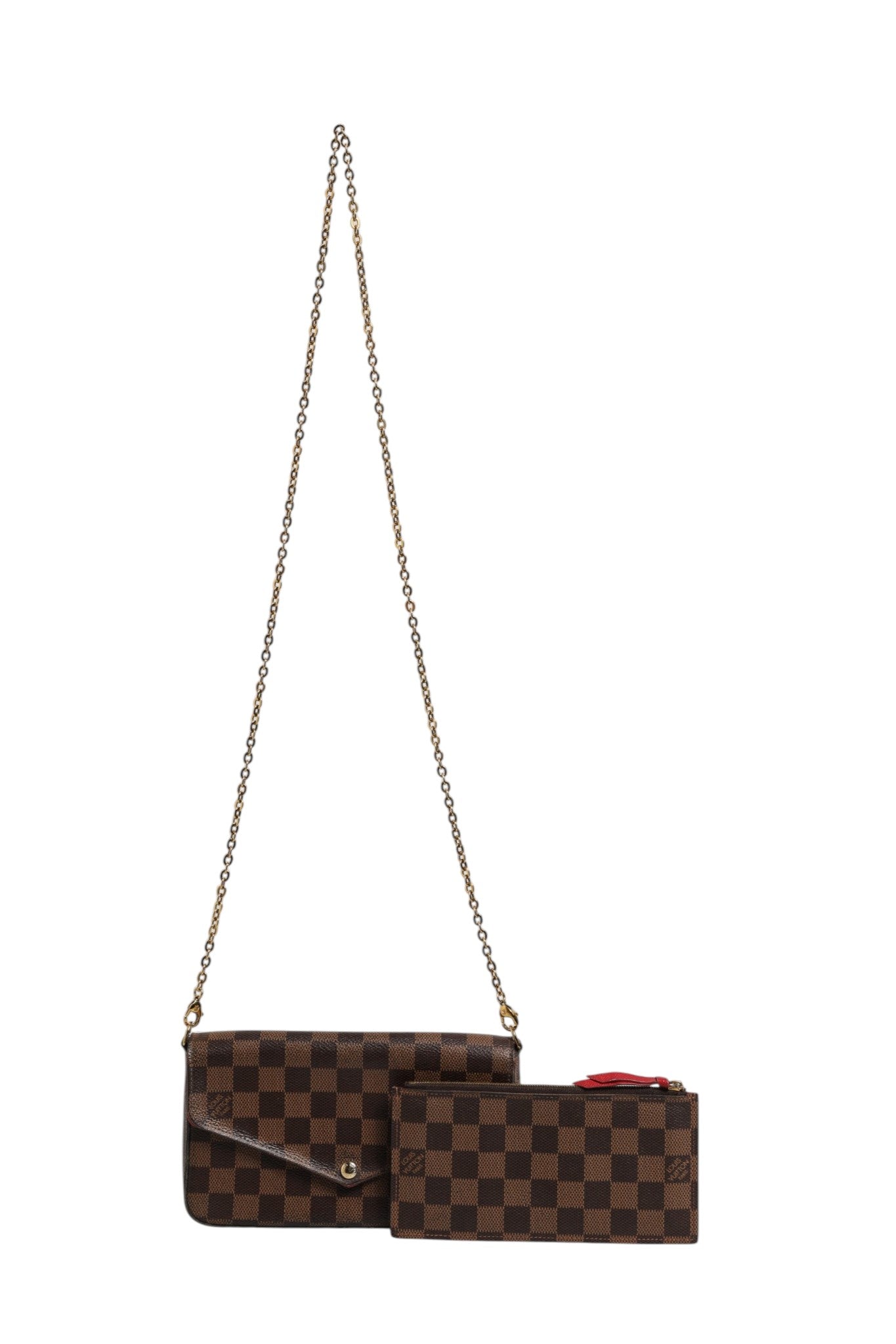 Louis Vuitton Damier Ebene Pochette Felicie  Chain Wallet