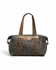 Saint Laurent Green and Brown Pattern Canvas Duffel Bag