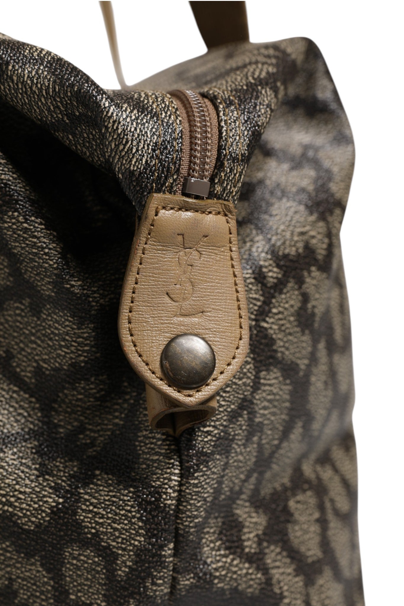 Saint Laurent Pattern Canvas Duffel Bag - Green and Brown