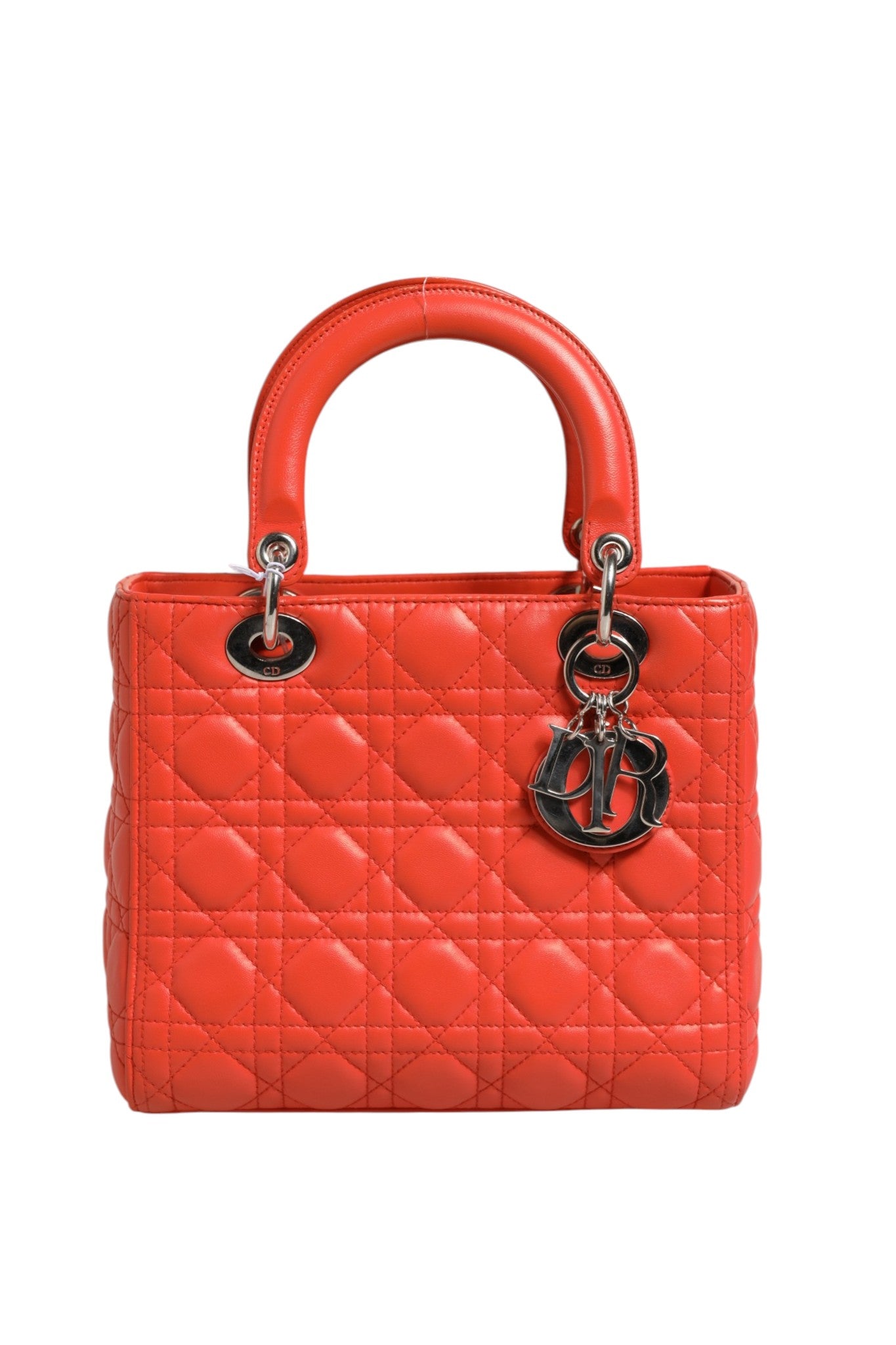 Christian Dior Cannage Leather Lady Dior Bag - Orange
