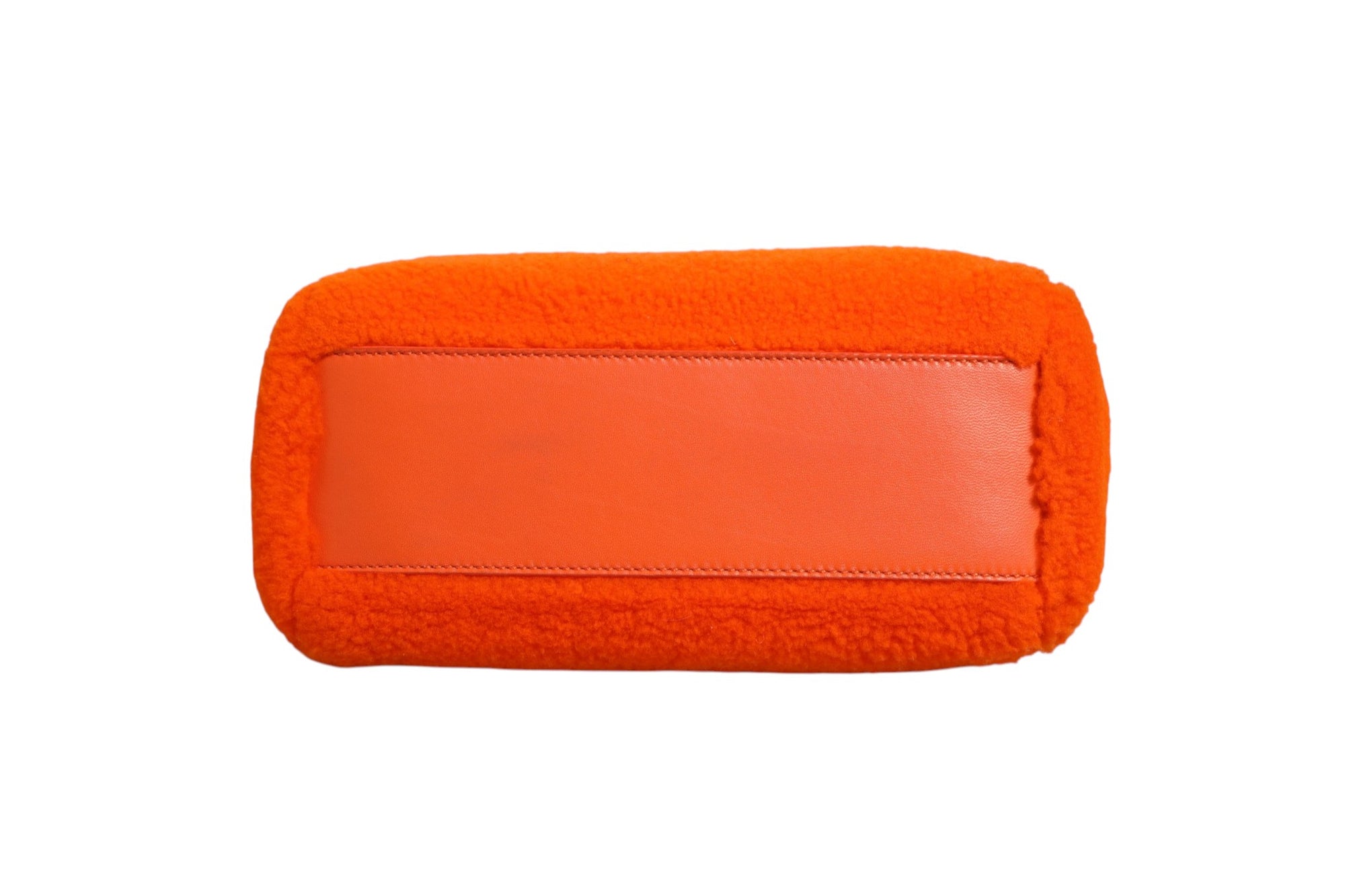Fendi Leather &amp; Shearling Mini Peekaboo Top Handle Bag - Orange