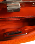 Fendi Leather & Shearling Mini Peekaboo Top Handle Bag - Orange