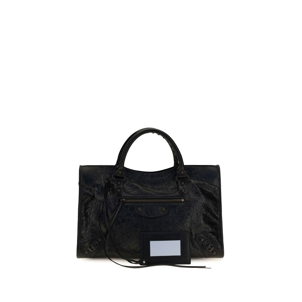 Balenciaga Le City Medium Leather Shoulder Bag - Black
