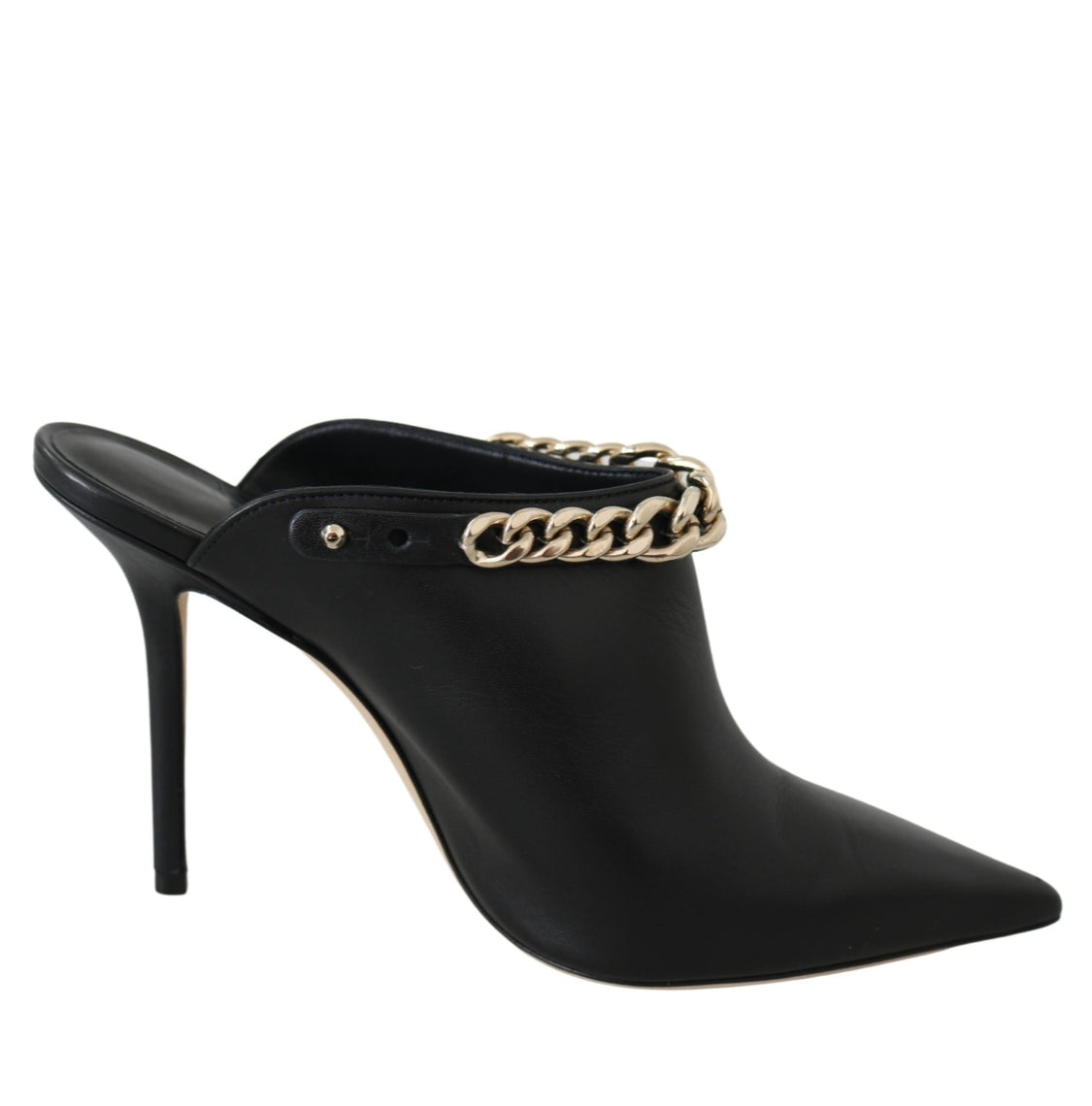 Jimmy Choo Gold Chain Black Leather Stiletto Pumps