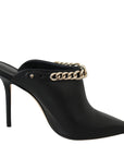 Jimmy Choo Gold Chain Black Leather Stiletto Pumps