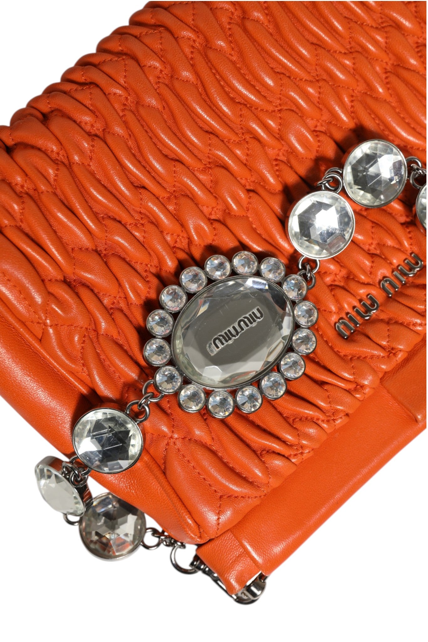 Miu Miu Crystal Embellished Strap Matelassé Handbag
