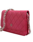 Chanel Quilted Leather Wallet On Chain - Pink